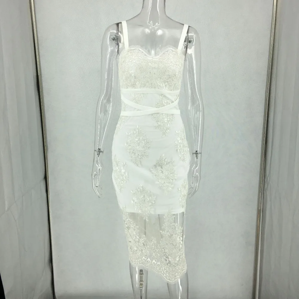 AIMENUNU Сексуальное Женское летнее кружевное Бандажное платье Vestidos Verano облегающее