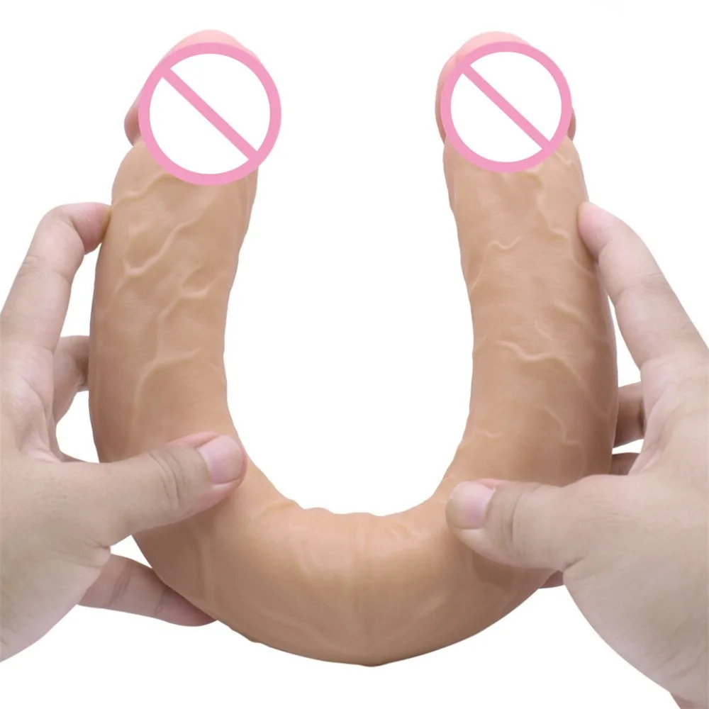Двойной фаллоимитатор двусторонний реалистичный массажер палочка игрушка для