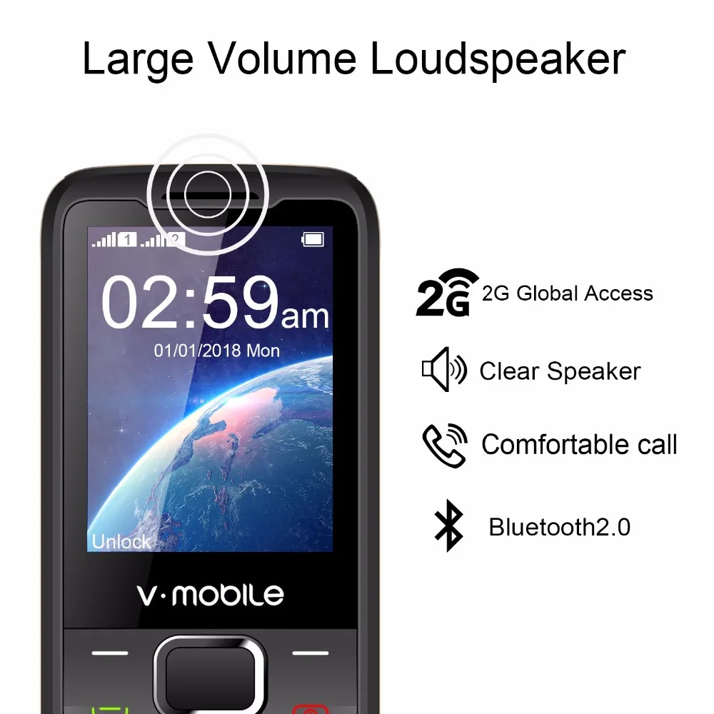 2G GSM 2 4 &quotDual Sim MP3/MP4 плеер видео GPRS Bluetooth 1200 мАч Клавиатура Кнопка мобильный телефон