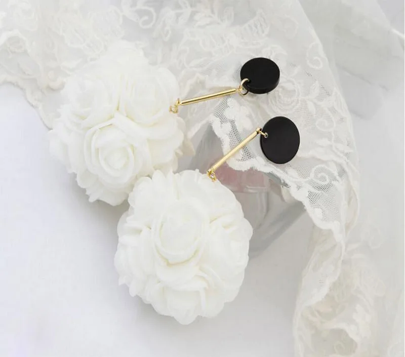 JZTOP преувеличенные цветочные серьги стереоскопические губки розы большие