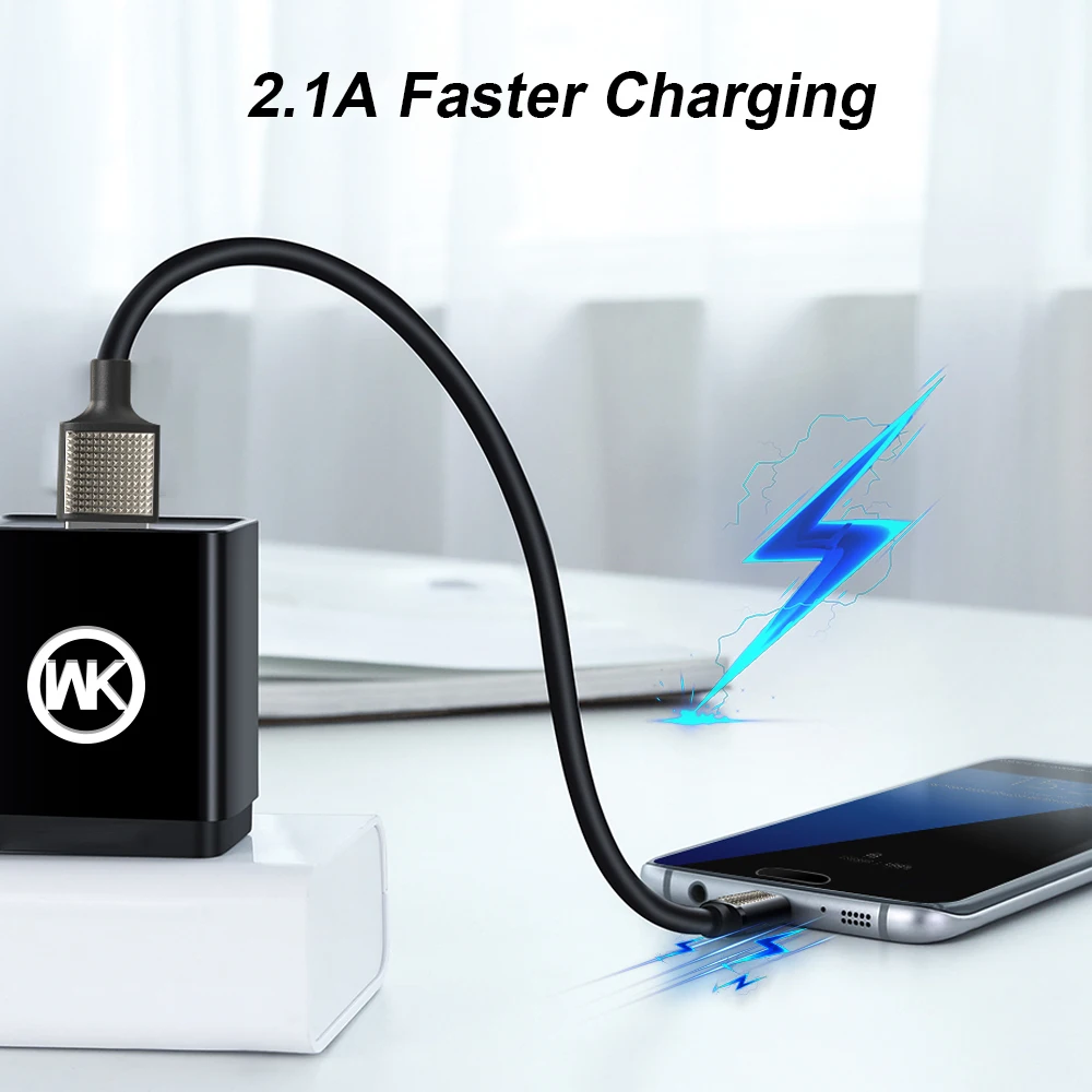 WK Micro USB кабель 2.1A Высококачественный для быстрой зарядки Samsung Xiaomi LG Tablet Android