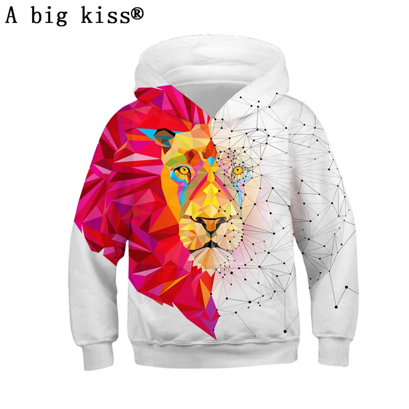 Explosion lion head digital print children's sweater Europe and America large size sweatshirt boys 3D sweatshirts |