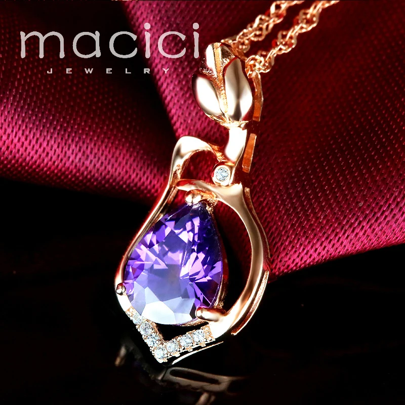 Flower Pendants 925 Sterling Silver Jewelry Purple CZ Stone Pendant for Necklace Making DA143 | Украшения и аксессуары