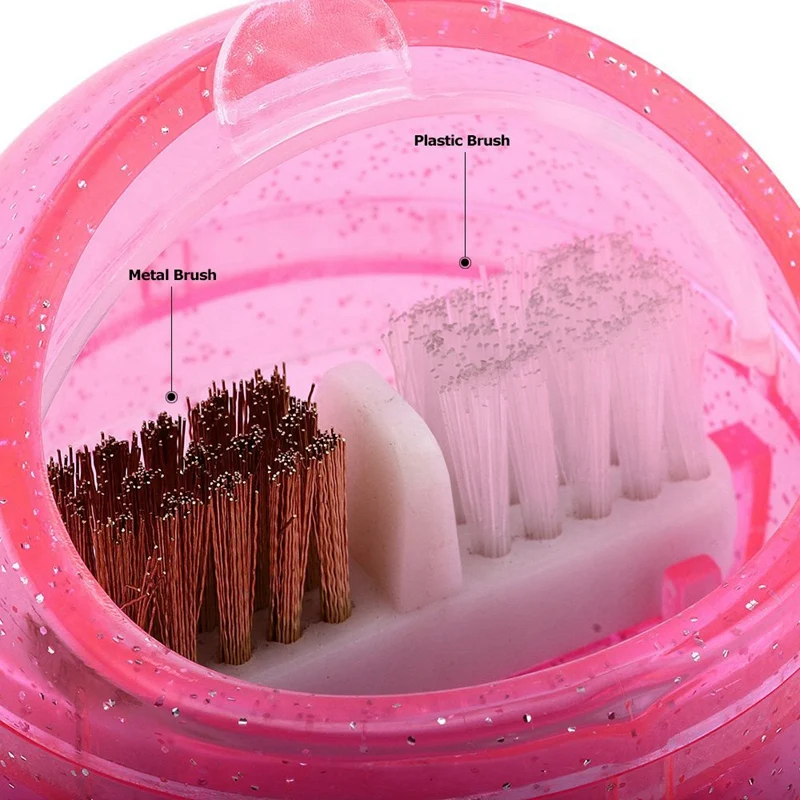New Nail Drill Bits Cleaning Brush Box For Electric Manicure Machine Drills Portable Wash Nail Art Tool Cleaner With Metal Bru