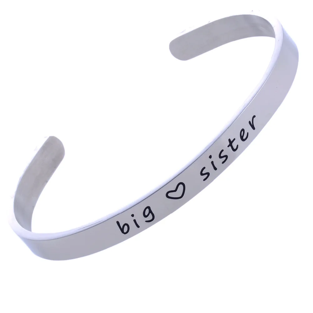 Большая сестра Sis открытый манжета браслет из нержавеющей стали Семья Любовь