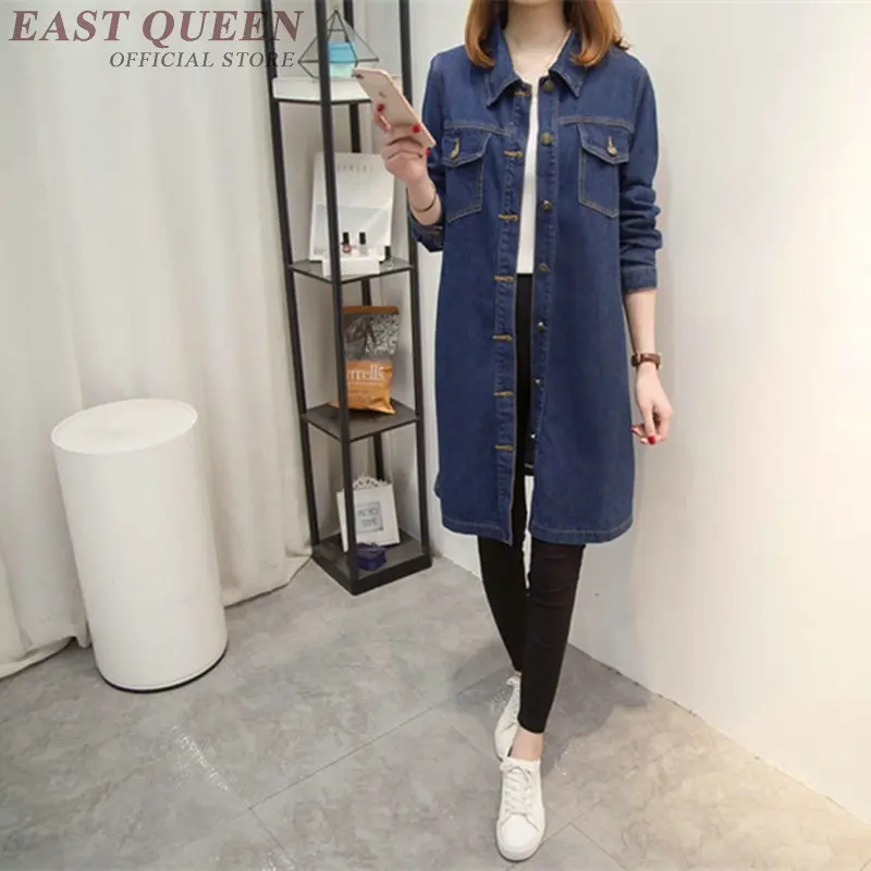 

Jean jacket 2018 women female long sleeve casual basic jackets coat fashion blue ladies women denim jacket FF1261