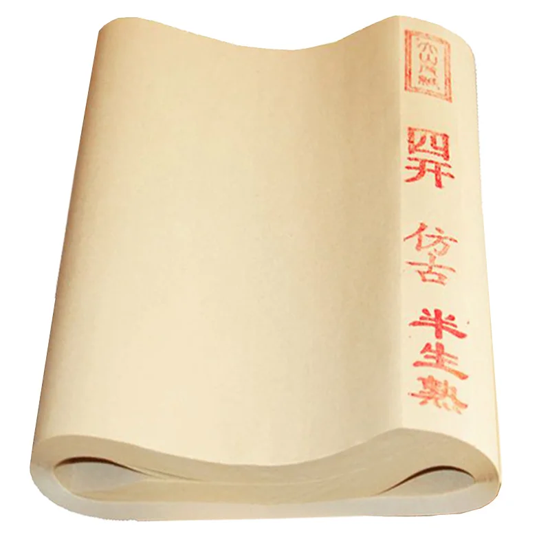 100 Sheets Raw Xuan Paper Calligraphy Regular Running Official Script Writing Rice Paper Chinese Painting Half-Ripe Xuan Paper