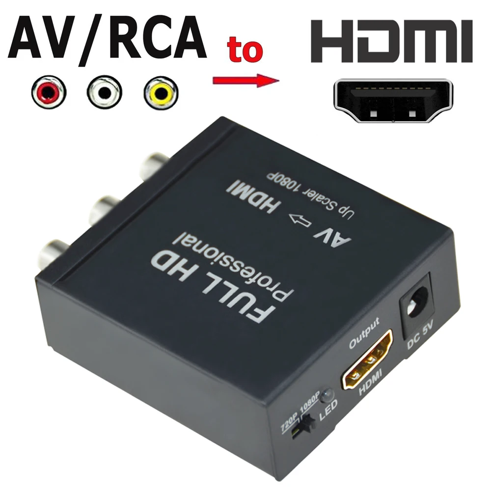 Композитный конвертер Aikexin RCA HDMI CVBS AV мини AV2HDMI адаптер Upscaler поддержка 720P/1080P для ПК