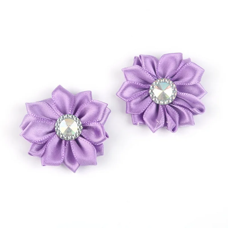 4cm High Quality Small Fabric Satin Flowers with Rhinestone Appliques Flower Sewing Accessories For Girls/Crafts/Clothes/Wedding | Дом и сад