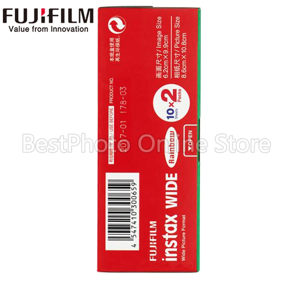 20/10 листов Fujifilm Fuji Instax Wide Film Плёнки радужной расцветки для цифровой фотокамеры Fuji Фотоаппарат моментальной печати 300/200/210/100/500AF polaroid фотобумага