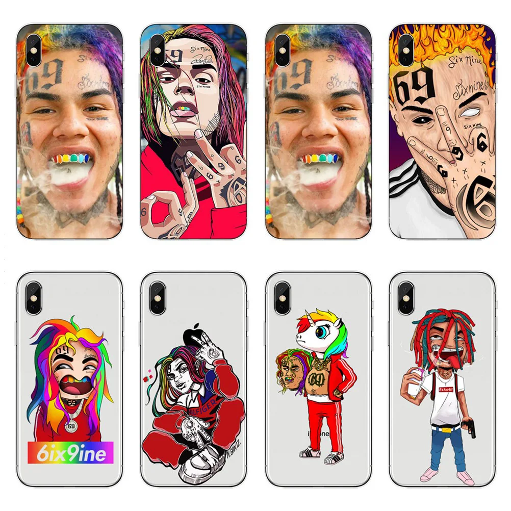 Hip Hop Rapper Tekashi 69 6ix9ine Slim Soft TPU Phone Case For iPhone X 10 6 6S 7 8 Plus 5S SE Clear Silicone Coque Cover |