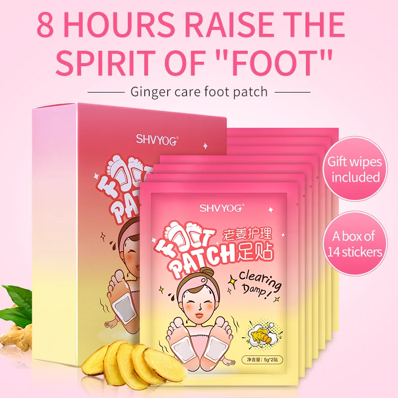 SHVYOG 14 Pcs Ginger Detox Foot Patch Remove Moisture Improve Sleep Chinese Herbal Clean the Body's Excess Toxins Warm Feet | Красота и