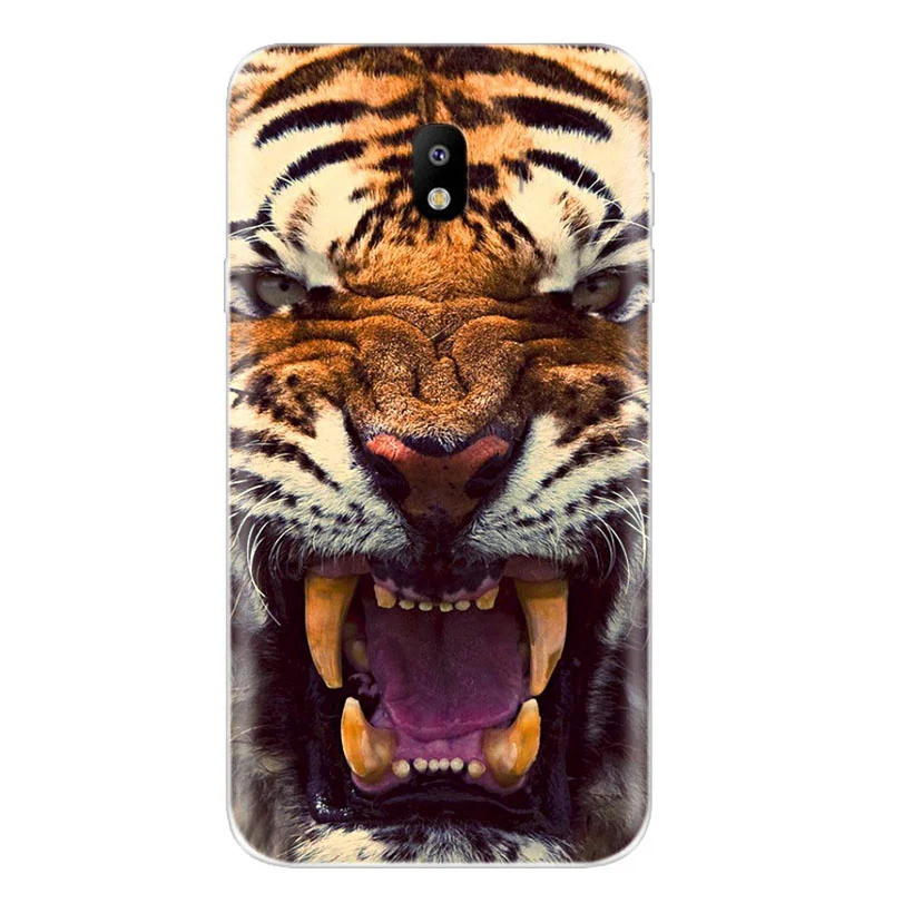 Мягкий ТПУ чехол для Samsung Galaxy J1 J2 prime J3 J4 J5 J6 J7 2016 2017 2018 силиконовый с рисунком лев