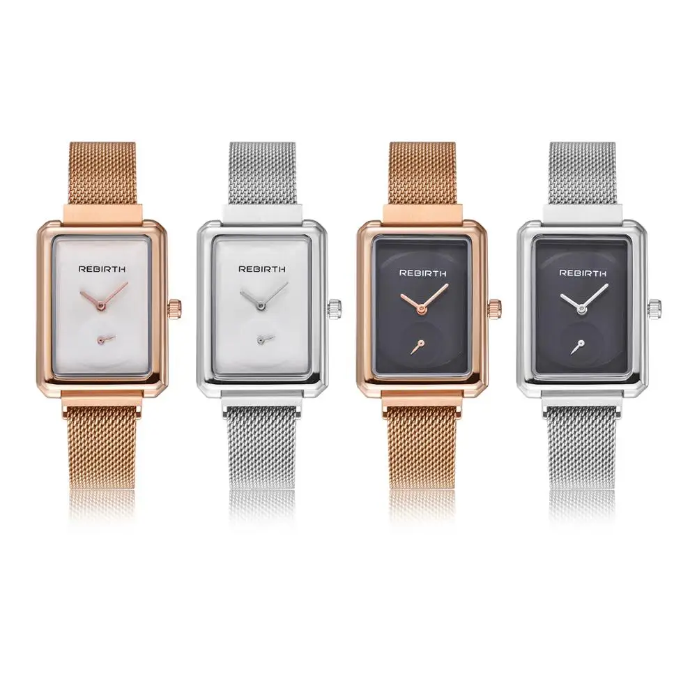 Модные Rebirth лучший бренд кварцевые повседневные женские наручные часы класса