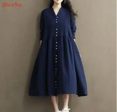 Летнее и осеннее платье льняное шифоновое для беременных женщин Длинное