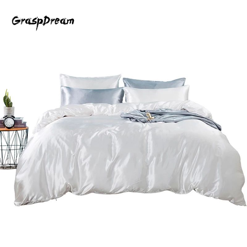100% Natural Silk Bedding Set With Duvet Cover Bed Sheet Pillowcase Luxury 4PCS Satin Linen King Queen Twin Size | Дом и сад