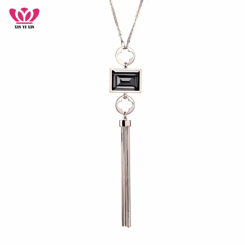 

Elegant Long Tassel Pendant Necklace For Women Big Glass Sweater Chain Necklace Mom's Gift Fashion Female Jewelry Dropship