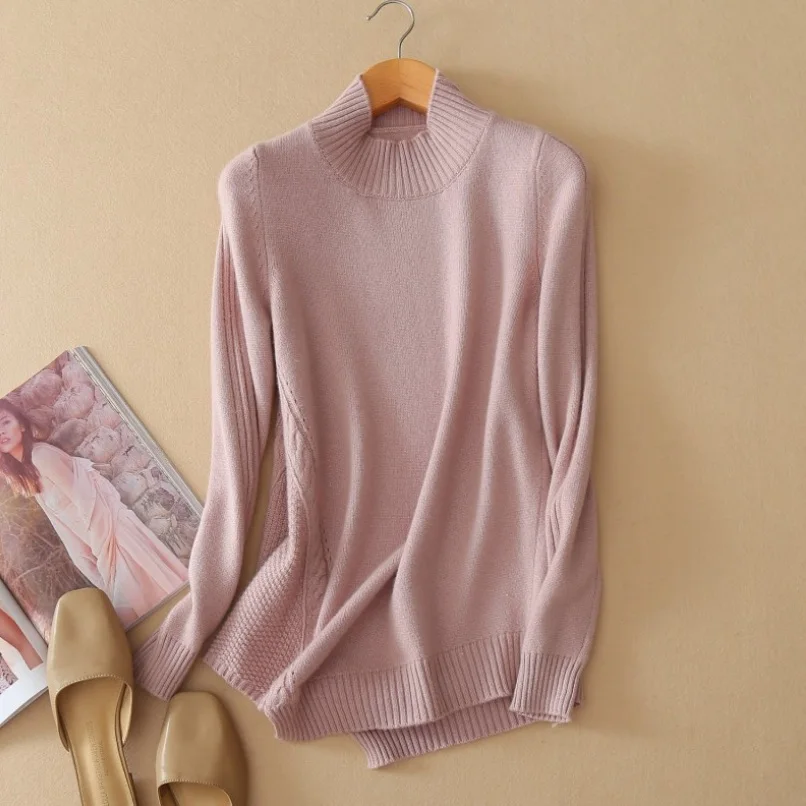 Фото Sweater Thick Winter Pullovers Cashmere Wool Semi Turtleneck Knitted for Women Женская одежда Sweater Thick Winter Pullovers Cashmere Wool Semi Turtleneck Knitted for Women Женская одежда