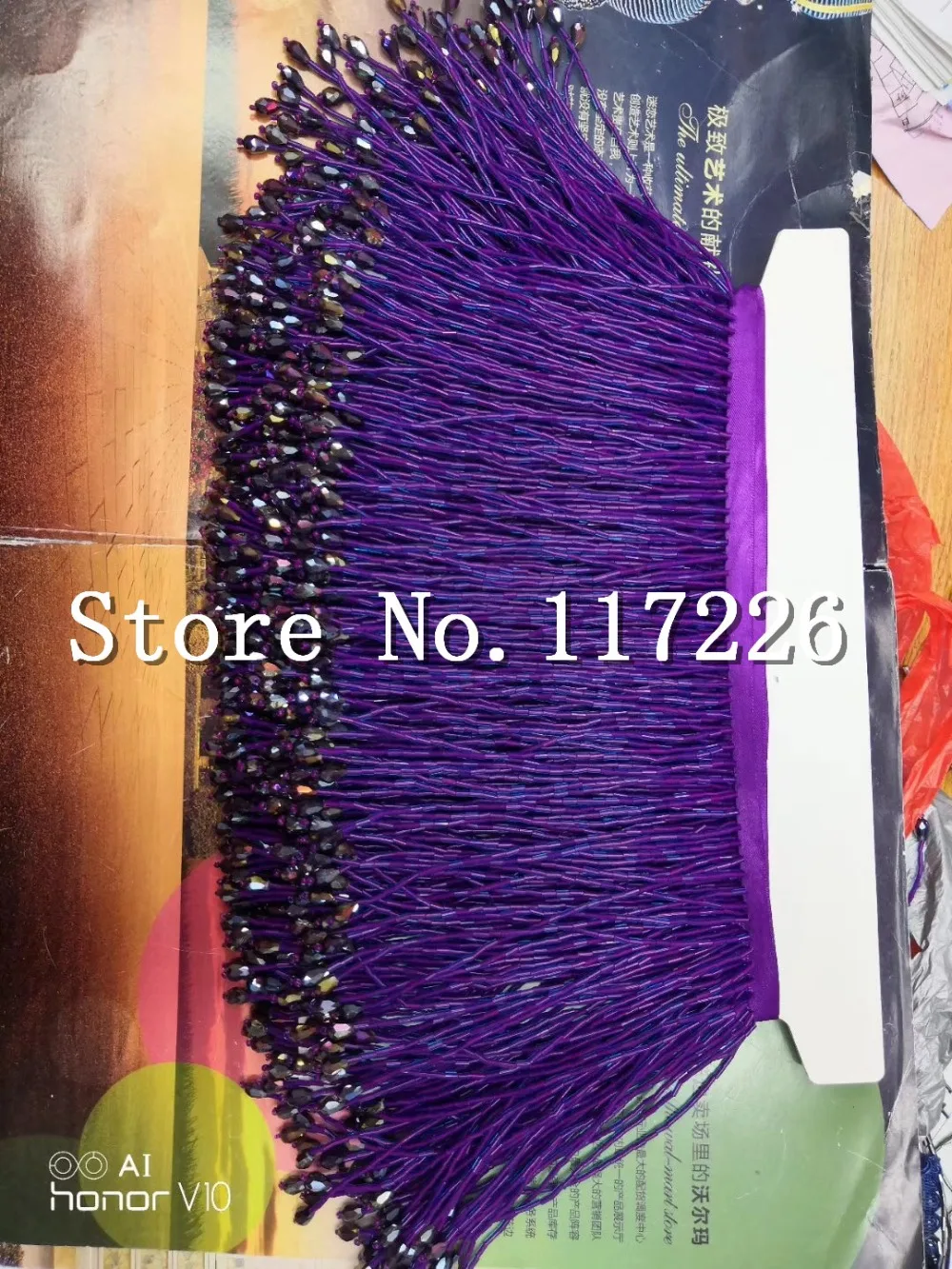 5 yards /bag purple 12-15cm width tube beads ribbon fringe tassel for fashion designer/sawing /dress decoration | Дом и сад