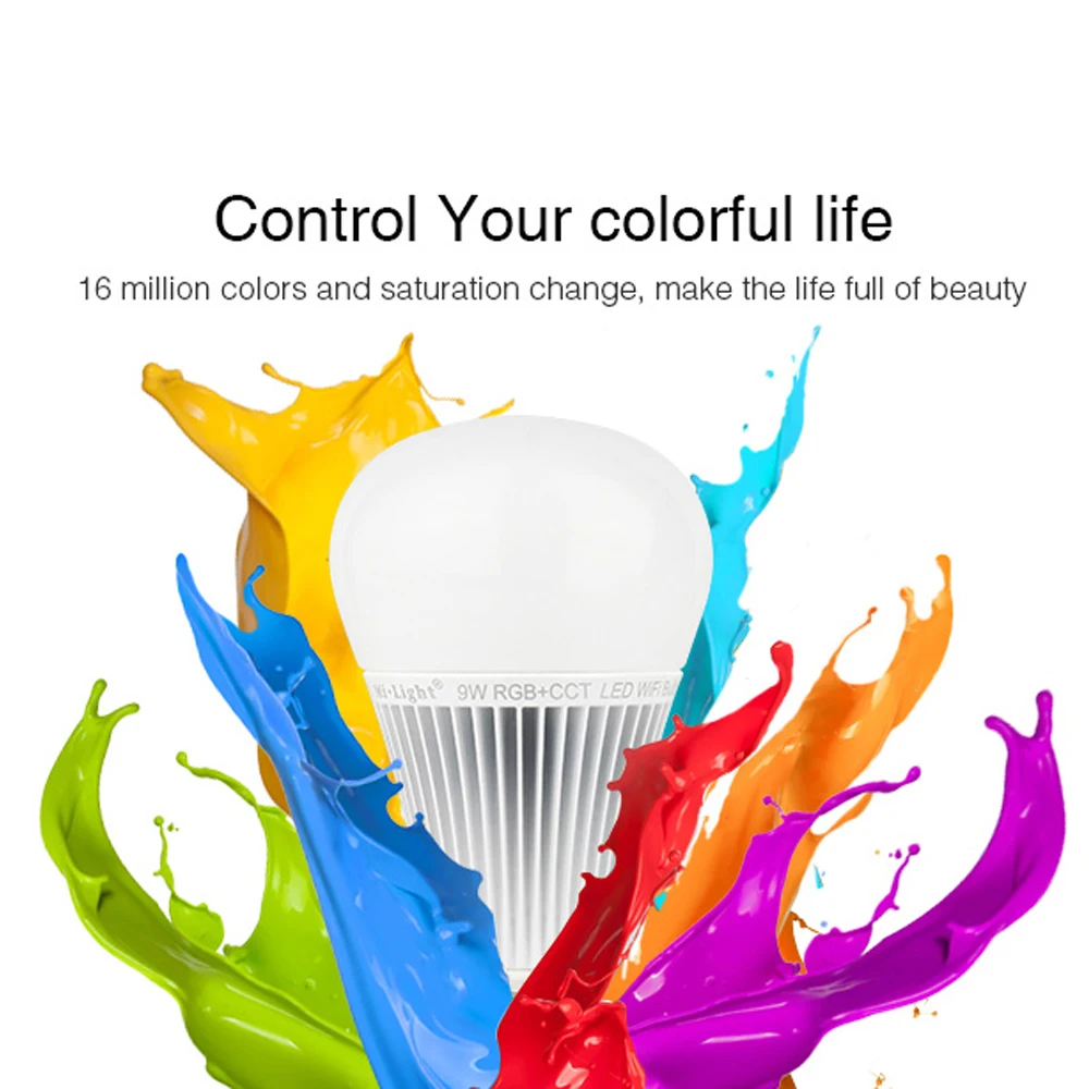 Milight YB1 9W RGB + CCT WIFI Светодиодная лампа 2 4G Беспроводная 2700 K-6500 K с регулируемой
