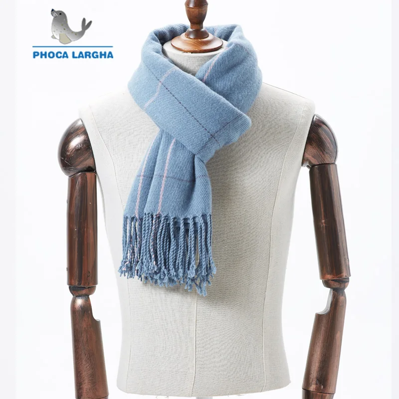 Новинка 2019 мужской зимний шарф роскошный кашемировый клетчатый толстые теплые