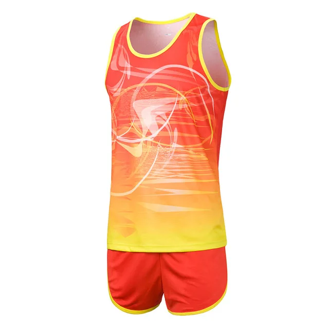 Men red set Maillot football, мужские футбольные майки, набор, Молодежный марафон, одежда, жилет+ шорты, 2 предмета, одежда для поля, набор для бега - Цвет: Men red set