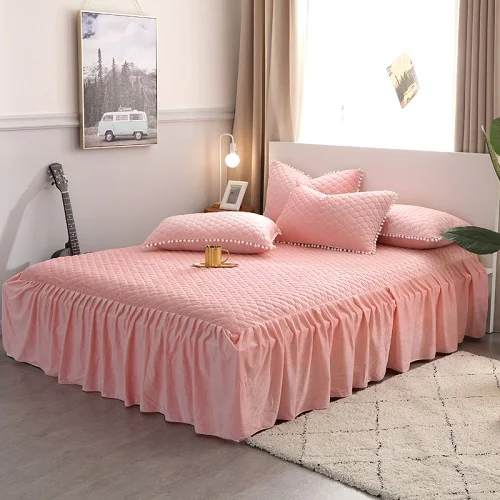 bedskirt 3 Флис Bedskirt покрывало близнец полный набор постельного белья Queen King покрывало красный Розово-серый ставка комплект наволочки для подушек, colchas para Кама Кувр Горит - Цвет: bedskirt 3