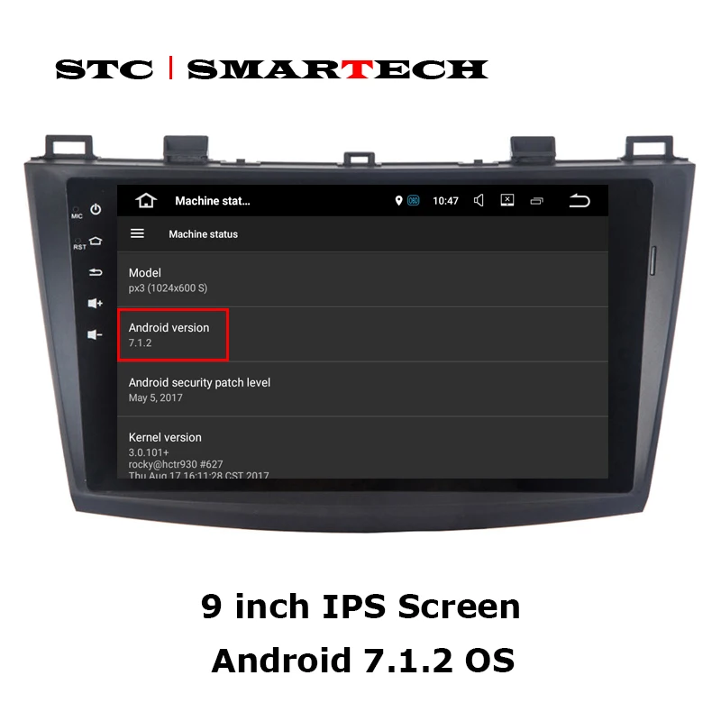 Автомобильный GPS навигатор SMARTECH 2 din Android 7.1.2 OS для Mazda 3 Axela 9 дюймов IPS экран