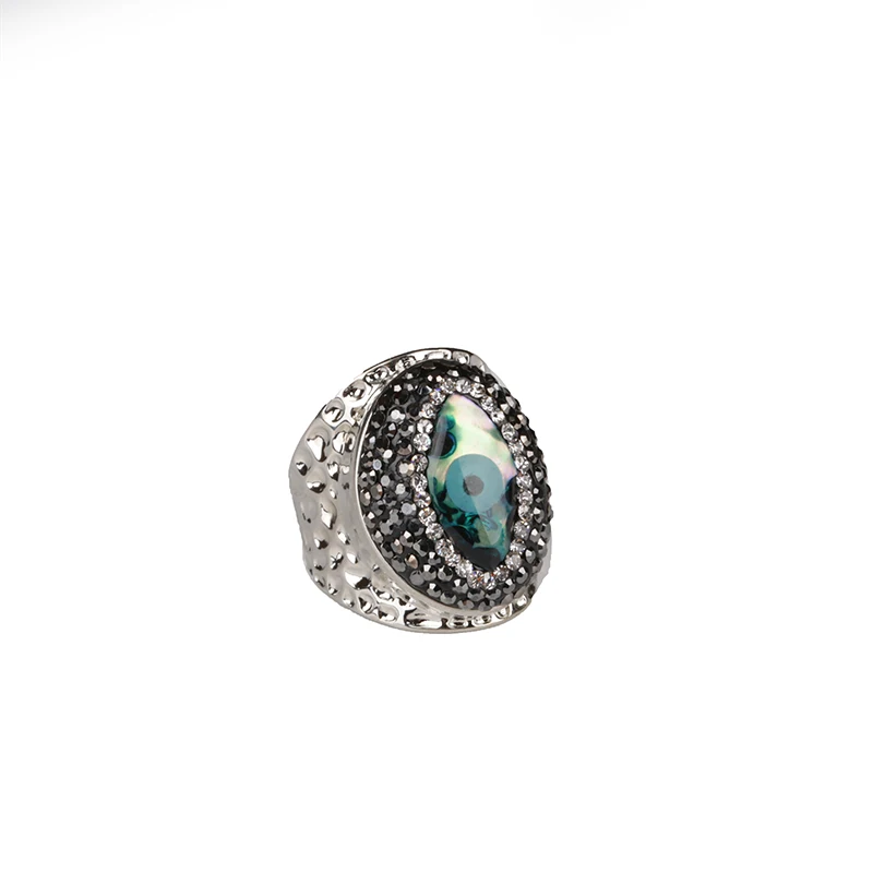 style 36 silver 1 шт полудрагоценные камни стразы друзы каменные Угловые Агаты Золотая рамка змеиная кожа многоцветные открытые манжеты унисекс вечерние кольца - Цвет основного камня: style 36 silver