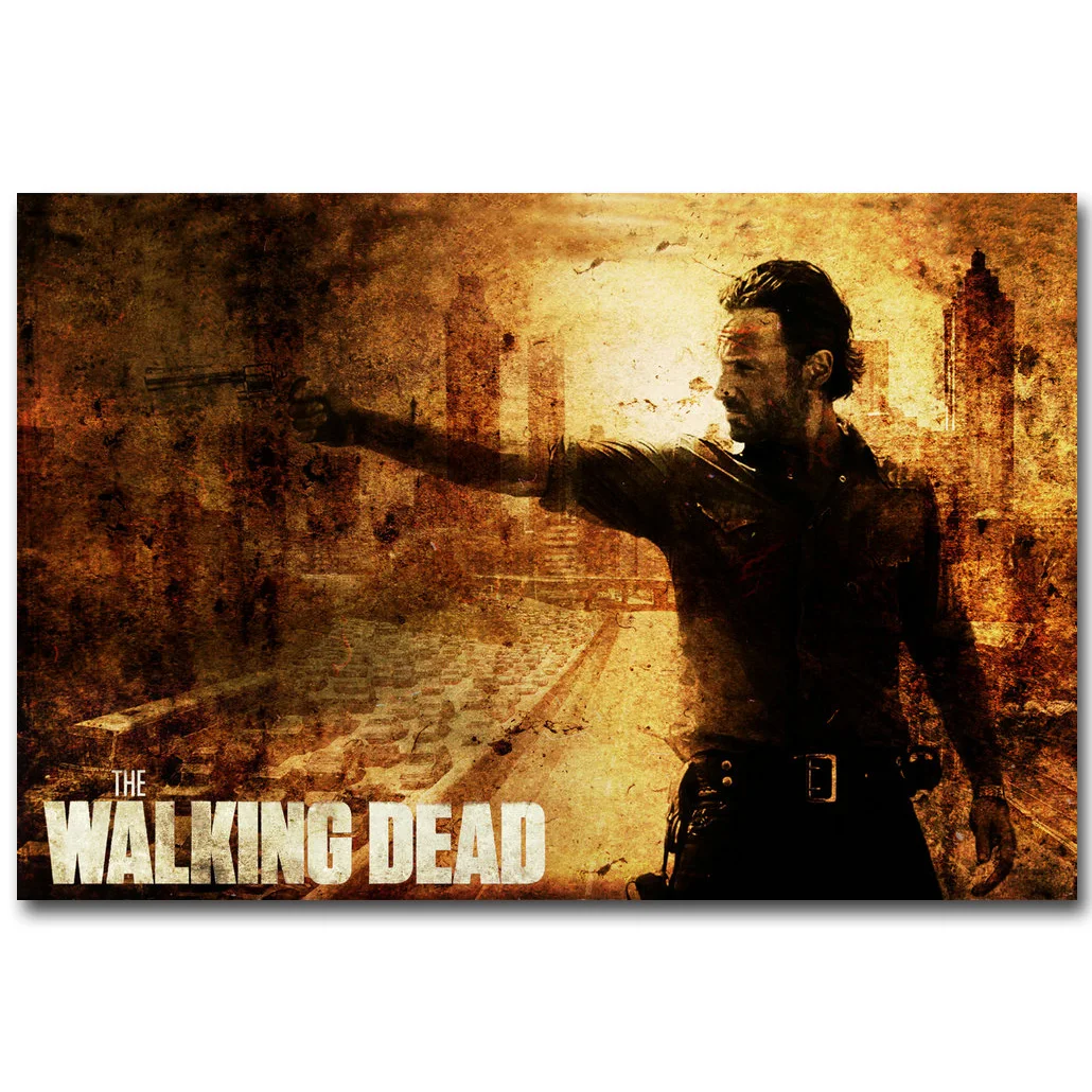 The Walking Dead Art Шелковый тканевой плакат с принтом 13x20 24x36 дюймов ТВ серии картина для комнаты украшения стен Рик Дэрил 040 - Цвет: Светло-серый