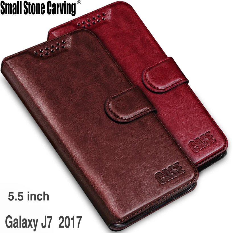 Чехол для Samsung Galaxy J7 2017 кожаный мягкий силиконовый чехол-книжка с отделением карт