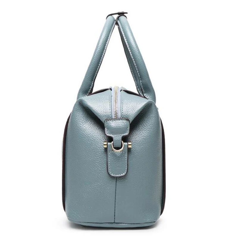 Синяя женская сумка из натуральной кожи 2018 Новая европейская Бостонская