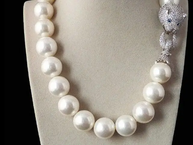 Красивое новое огромное жемчужное ожерелье 20 мм из натурального белого жемчуга