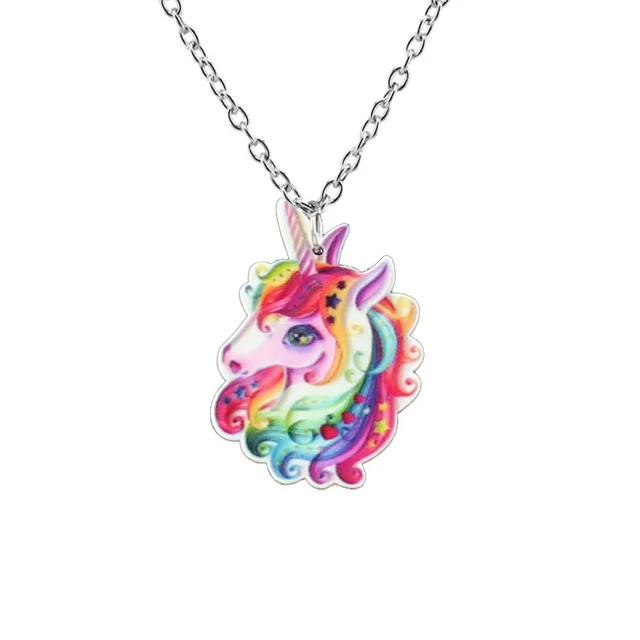 Necklace Модный подарок для девочек, ювелирное изделие, маленькая серьга с единорогом, подвеска 40 см, короткая цепочка, ожерелье,, Xma подарок KS02 - Окраска металла: Necklace