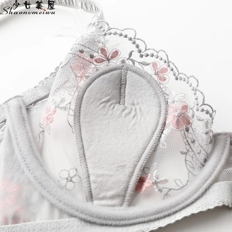 Комплект сексуального прозрачного нижнего белья с вышивкой прозрачный