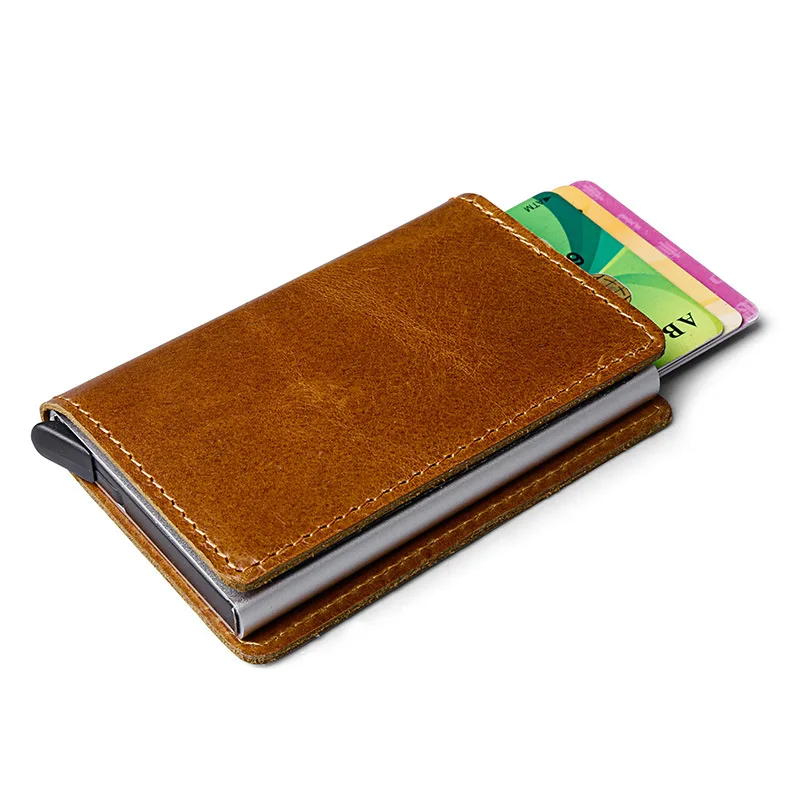 Weduoduo Новый блокирующий Rfid кошелек мини из натуральной кожи Бизнес алюминиевый