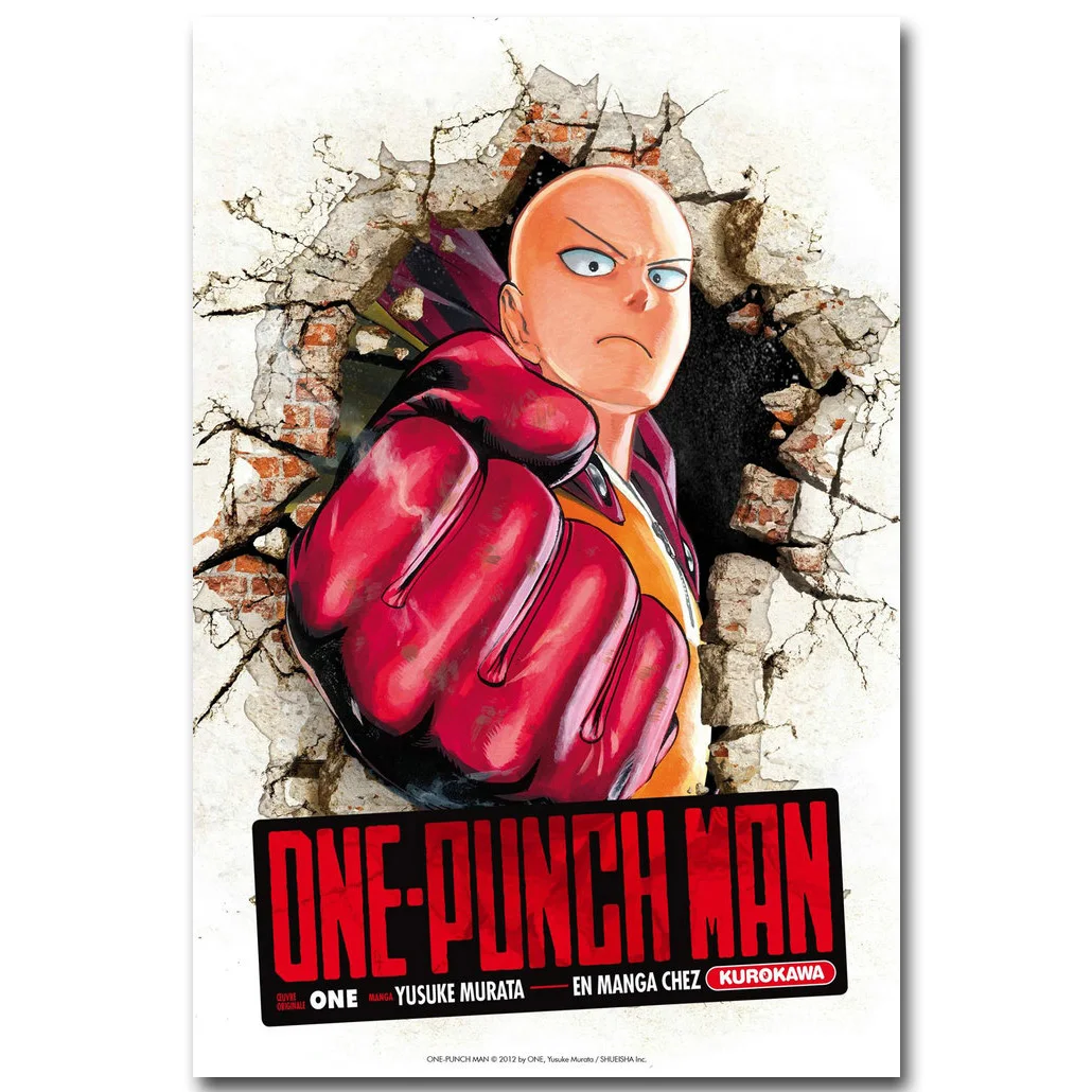 One Punch Man винтажное искусство шелковая ткань плакат Принт 13x20 24x36 дюймов японское аниме картина для украшения стен комнаты Saitama 018 - Цвет: Красный