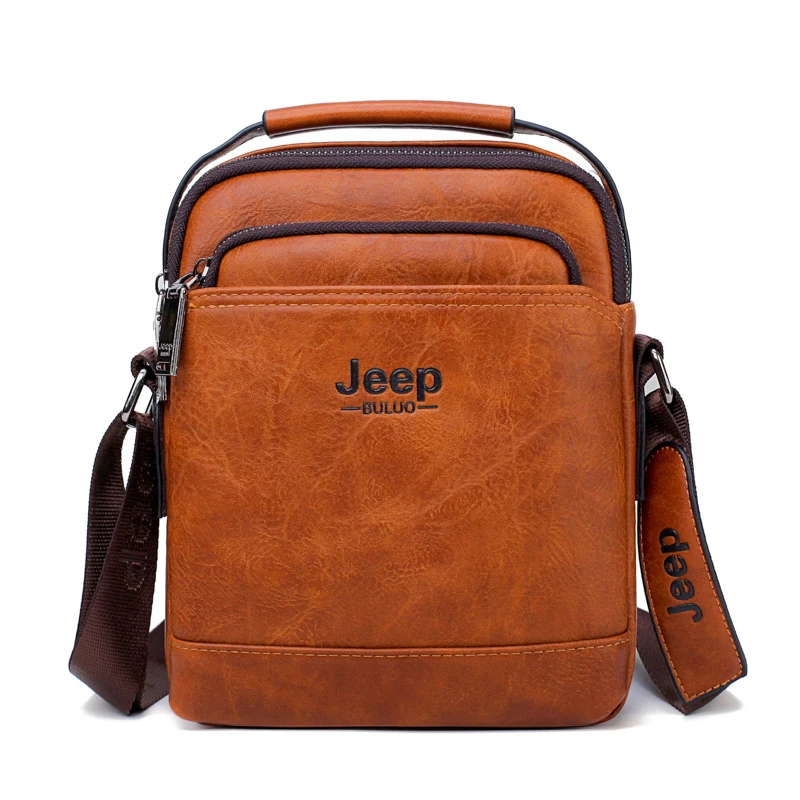 Мужская модная сумка из спилка jeep buluo оранжевая для документов заплечная