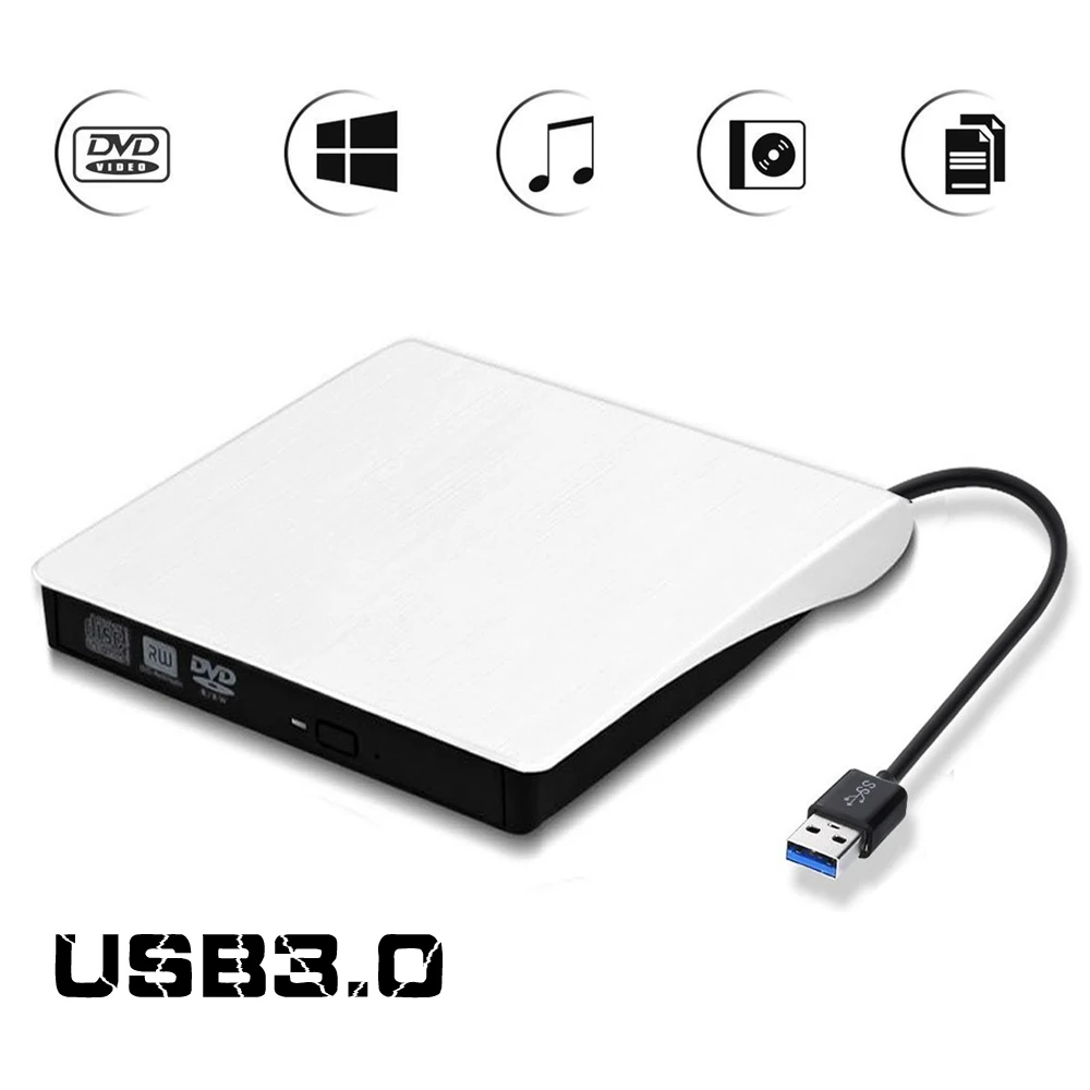 Внешний DVD RW оптический привод USB 3 0 CD/DVD ROM CD плеер горелки Портативный считыватель