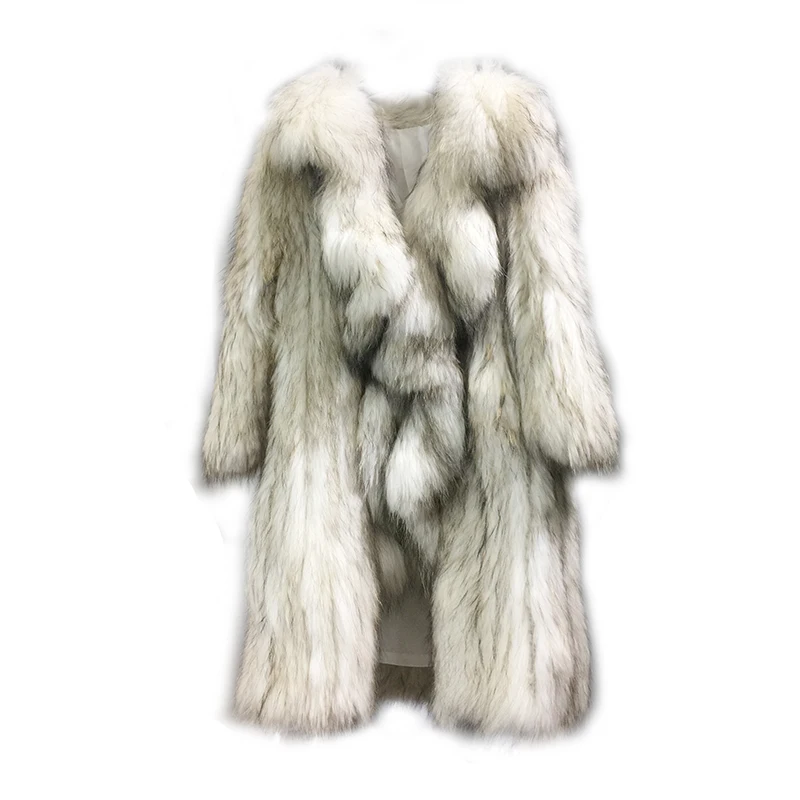 2022 New arrival luxury soft luxury women real fur knitted raccoon fur long coat femme genuine fur winter outwear butterfly edge