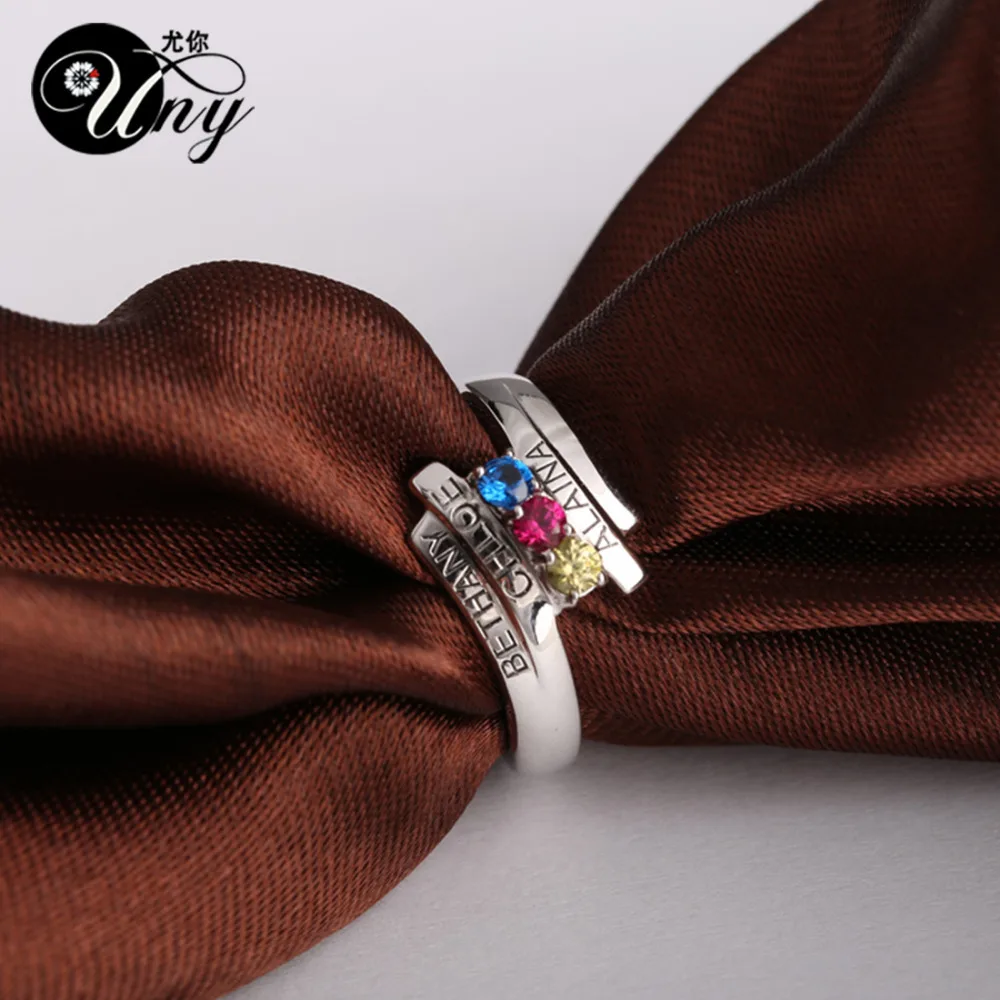 Продажа UNY Ring Personalized Anniversary Gifts Rings Love Custom DIY Birthstone Ring 925 Sterling Silver Engrave Heirloom Promise Rings