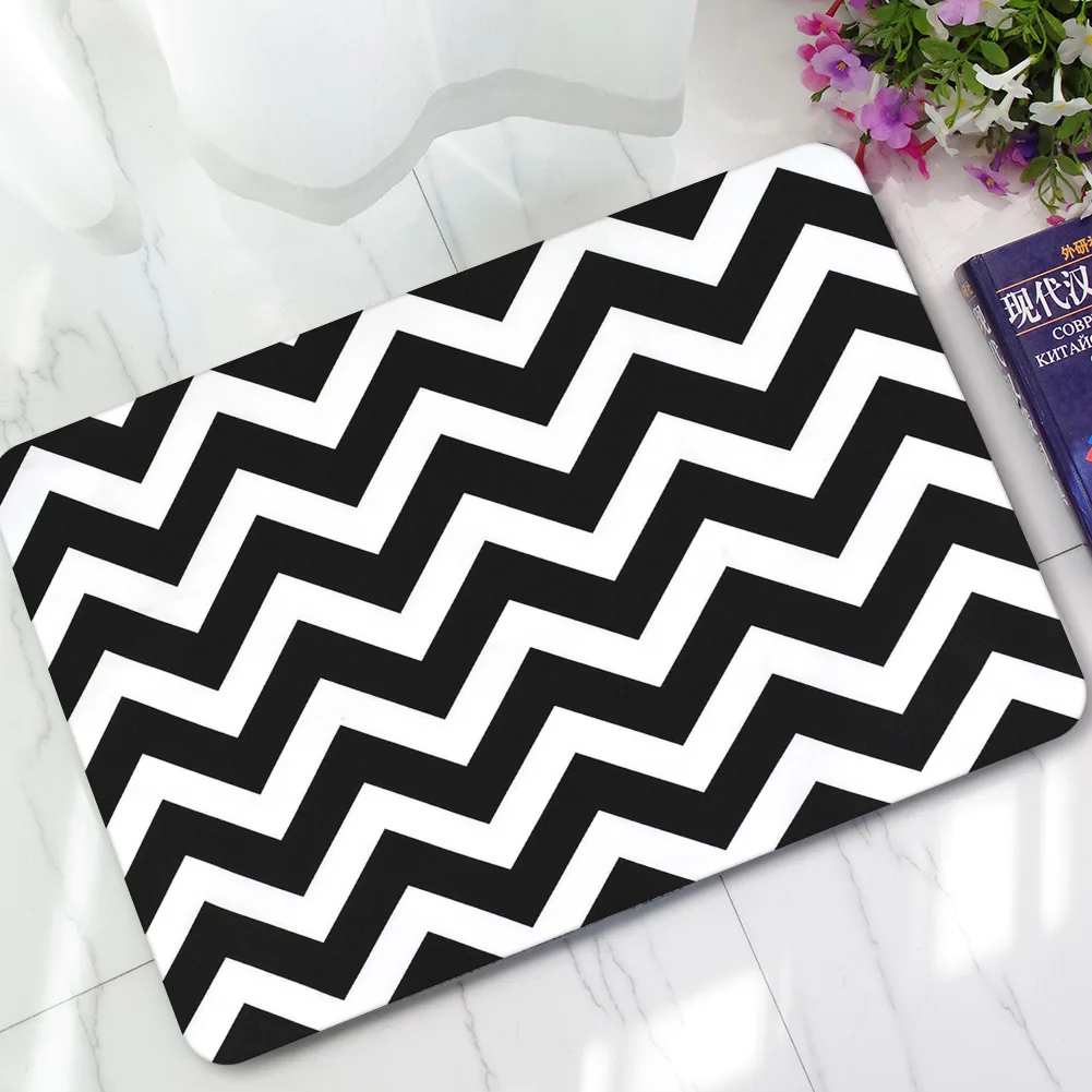 Черно-белые вертикальные Противоскользящие коврики для кухни улицы и входа