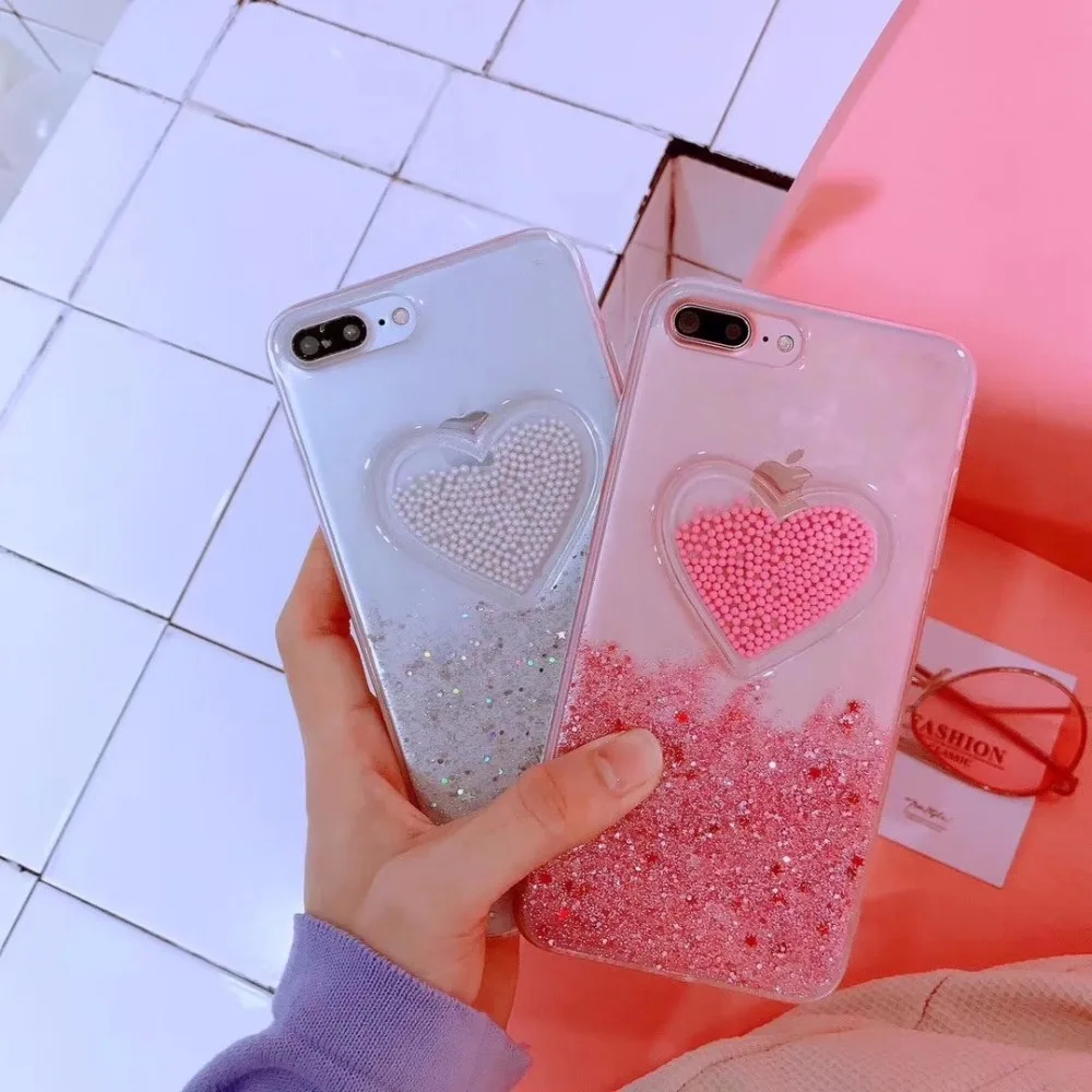 Чехлы для телефонов iPhone X Love Flow Beads прозрачный градиент фантазия чехол IPhone 7 6 6S 8 Plus
