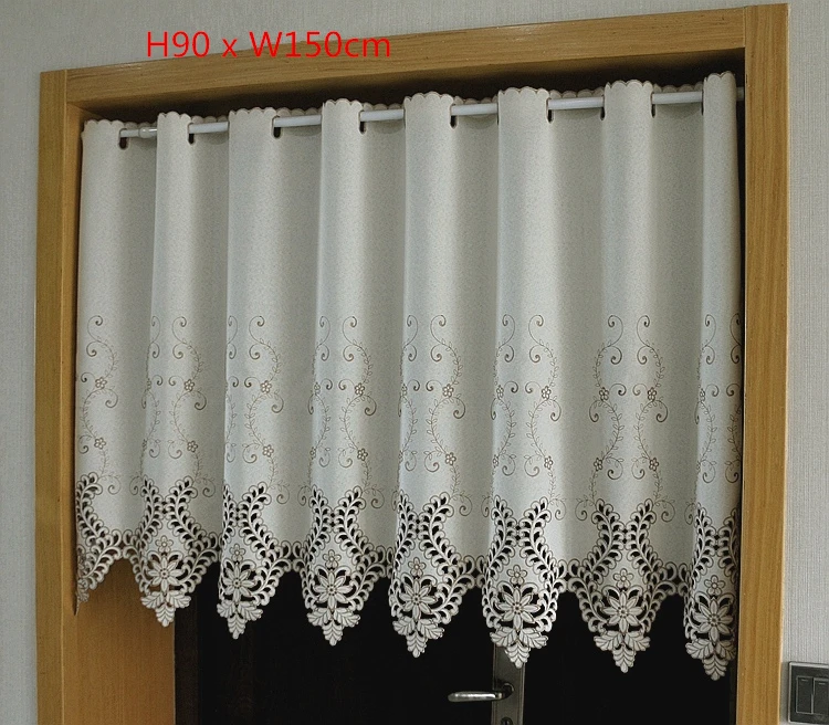 rural style half curtain for kitchen cabinet door leaves flower embroidered wear curtain blackout curtain embroidery hem curtain free global shipping