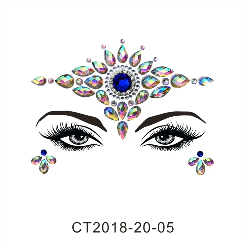 CT2005 Летний стиль Flash Eye Gemstone временные тату-наклейки женские праздничные украшения Стразы ручной работы украшение для лица набор для макияжа - Цвет: CT2005