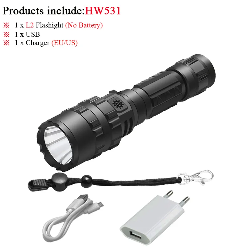 BHW531H1 5000 люмен, тактический фонарь, переключатель крысиного хвоста, перезаряжаемый светодиодный фонарь, usb, для охоты, led, xm l2, водонепроницаемый, 18650, батарея, новинка - Испускаемый цвет: BHW531H1