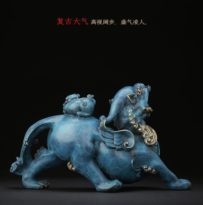 Verkaufen Große TOP Grade Segnen Familie Hause Sicherheit Business Shop Reichtum Wirksam Talisman FENG SHUI Messing Blitz PI XIU Statue