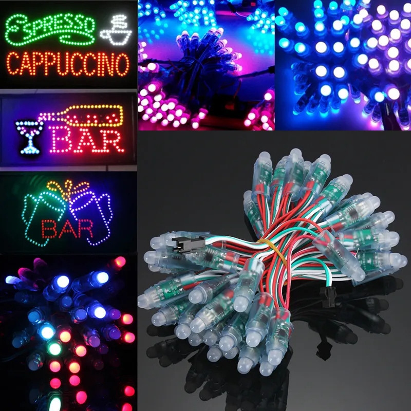 

50 шт., 12 мм, WS2811, диффузная цифровая, направленная, RGB, светодиодная Pixel String IP68, DC 5 В, полноцветная светодиодная гирлянда для букв, знак