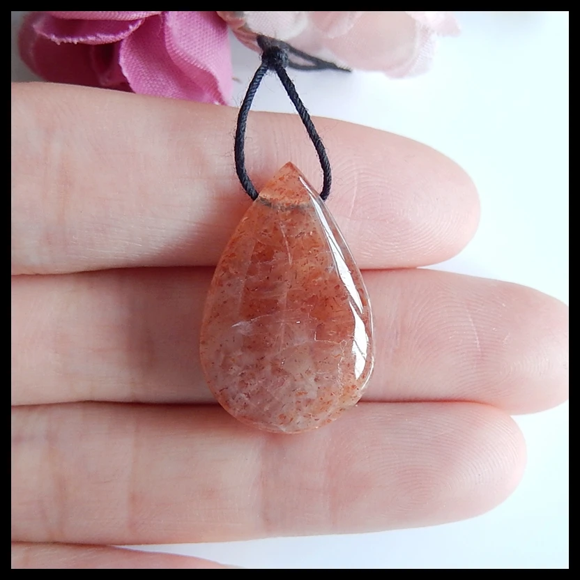 Бижутерия из полудрагоценных камней, подарок на день рождения, Natuarl Sun stone подвеска из бисера, 25x17x7 мм, 3,7 г
