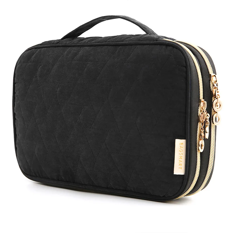 Black BAGSMART, женские дорожные сумки, двойной слой, держатель для ювелирных изделий, ожерелье, браслет, серьги, кольцо, сумка для часов, органайзер для ювелирных изделий, чехлы - Цвет: Black